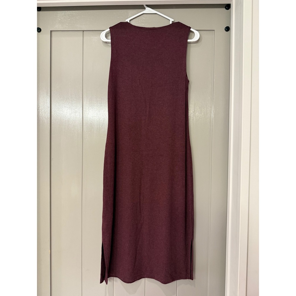 Cynthia Rowley Womens Sleeveless Burgundy Knit Midi Dress Side Slits Size Small - Picture 6 of 8